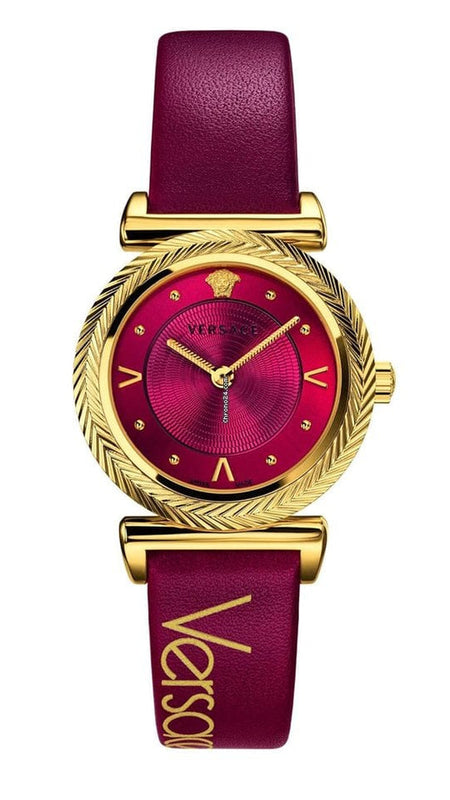 Versace V-Motif Red Dial Red Leather Strap Watch for Women - VERE00418 Buy Now By Versace