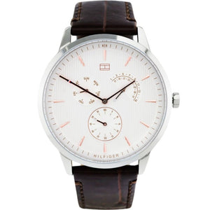 Tommy Hilfiger Brad Chronograph White Dial Brown Leather Strap Watch For Men - 1710389 Buy Now By Tommy Hilfiger