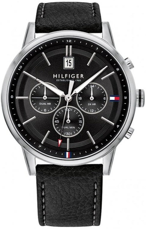 Tommy Hilfiger Kyle Quartz Black Dial Black Leather Strap Watch for Men - 1791630 Buy Now By Tommy Hilfiger