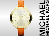 Michael Kors Runway Quartz Gold Dial Orange Leather Strap Watch For Women - MK2275 Buy Now By Michael Kors