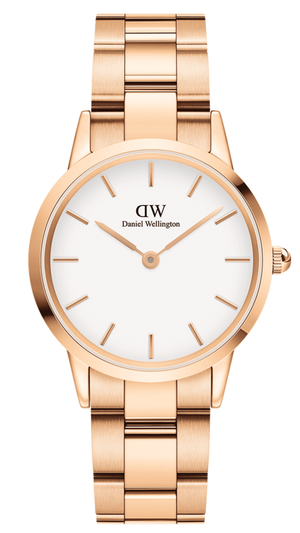 Daniel Wellington Iconic Link White Dial Rose Gold Steel Strap Watch For Women - DW00100209 Buy Now By Daniel Wellington
