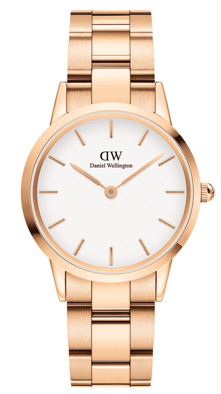 Daniel Wellington Iconic Link White Dial Rose Gold Steel Strap Watch For Women - DW00100209 Buy Now By Daniel Wellington
