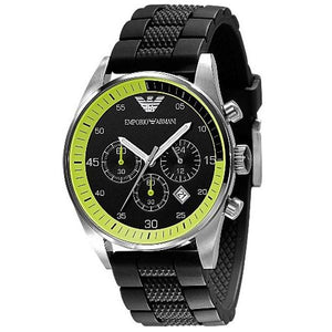 Emporio Armani Chronograph Black Dial Black Rubber Strap Watch For Men - AR5865 Buy Now By Emporio Armani