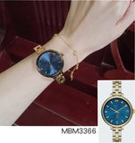 Marc Jacobs Sally Blue Dial Gold Steel Strap Watch for Women - MBM3366 Buy Now By Marc Jacobs