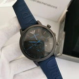 Emporio Armani Luigi Chronograph Black Dial Blue Rubber Strap Watch For Men - AR11023 Buy Now By Emporio Armani