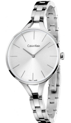 Calvin Klein Graphic White Dial Silver Steel Strap Watch for Women - K7E23146 Buy Now By Calvin Klein