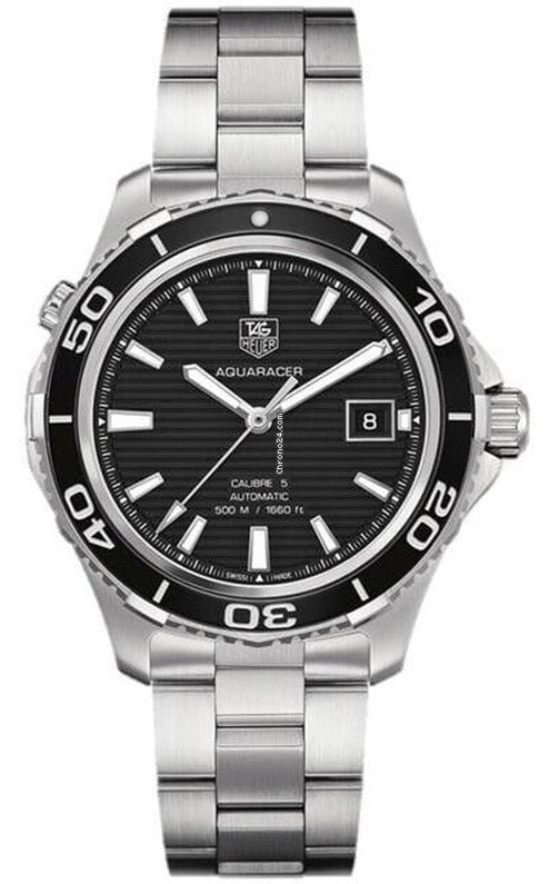 Tag Heuer Aquaracer Caliber 5 Automatic Black Dial Silver Steel Strap Watch for Men - WAK2110.BA0830 Buy Now By Tag Heuer