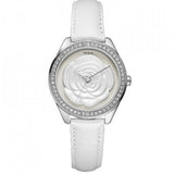 Guess Rosette Analog White Dial White Leather Strap Watch For Women - W75043L1 Buy Now By Guess