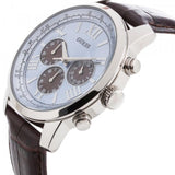 Guess Horizon Chronograph Analog Blue Dial Brown Leather Strap Watch For Men - W0380G6 Buy Now By Guess