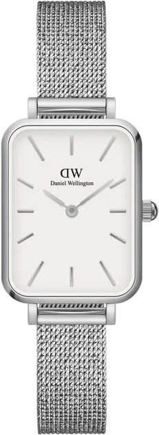Daniel Wellington Quadro Sterling White Dial Silver Mesh Strap Watch For Women - DW00100438 Buy Now By Daniel Wellington