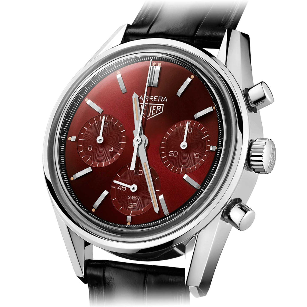 Tag Heuer Carrera Automatic Chronograph Red Dial Black Leather Strap Watch for Men - CBK221G.FC6479 Buy Now By Tag Heuer