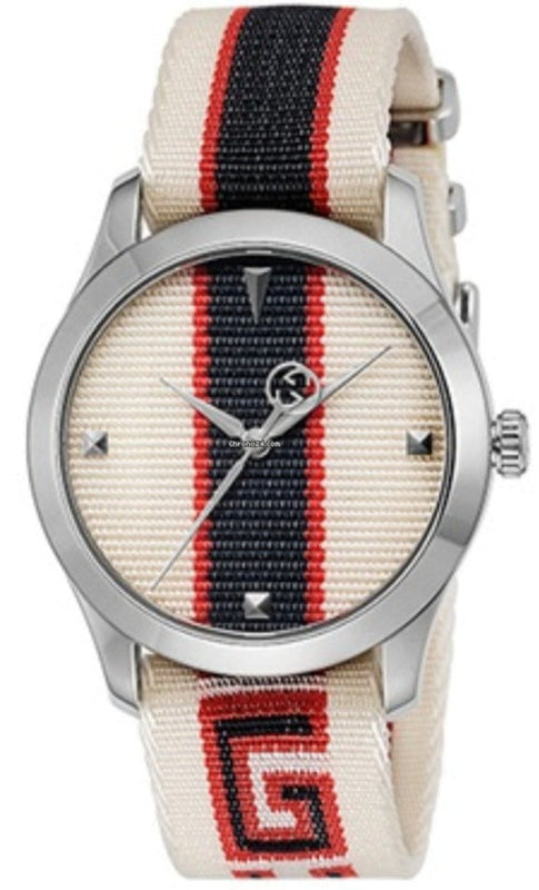 Gucci G Timeless Quartz White Dial Two Tone NATO Strap Watch For Men - YA1264071 Buy Now By Gucci