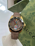 Gucci Dive Doraemon Quartz Brown Dial Brown Leather Strap Watch For Men - YA136335 Buy Now By Gucci