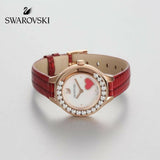 Swarovski Lovely Crystals Analog White Dial Red Leather Strap Watch for Women - 5297584 Buy Now By Swarovski