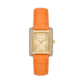 Michael Kors Emery Three Hand Rose Gold Dial Orange Leather Strap Watch For Women - MK2983 Buy Now By Michael Kors
