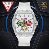 Guess Phoenix J Balvin White Dial Transparent Silicone Strap Watch For Men - V1051M1 Buy Now By Guess