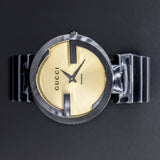 Gucci Interlocking G Quartz Gold Dial Black Steel Strap Watch For Women - YA133314 Buy Now By Gucci