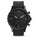Fossil Nate Chronograph Black Dial Black Leather Strap Watch for Men - JR1354 Buy Now By Fossil