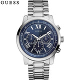 Guess Horizon Chronograph Quartz Blue Dial Silver Steel Strap Watch for Men - W0379G3 Buy Now By Guess