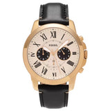 Fossil Grant Chronograph White Dial Black Leather Strap Watch for Men - FS5272 Buy Now By Fossil