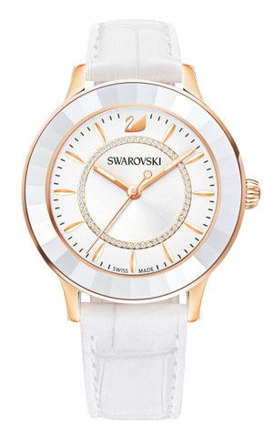 Swarovski Octea Lux White Dial White Leather Strap Watch for Women - 5414416 Buy Now By Swarovski