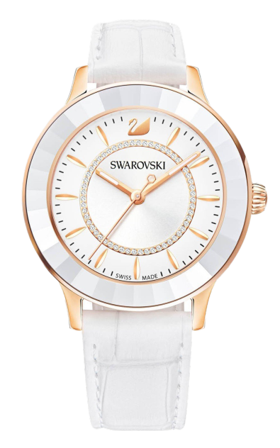 Swarovski Octea Lux White Dial White Leather Strap Watch for Women - 5414416 Buy Now By Swarovski