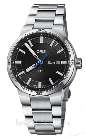 Oris TT1 Day Date Black Dial Silver Steel Strap Watch for Men - 0173577524154-0782408 Buy Now By Oris