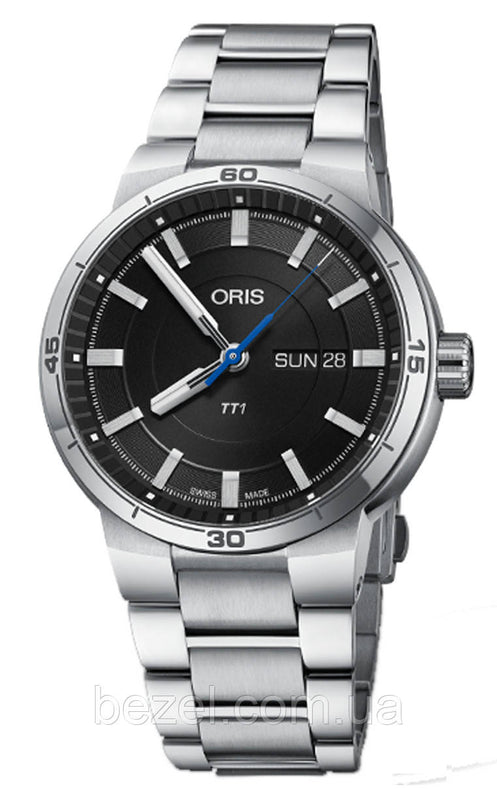 Oris TT1 Day Date Black Dial Silver Steel Strap Watch for Men - 0173577524154-0782408 Buy Now By Oris