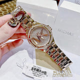 Michael Kors Lennox Three Hand Rose Gold Dial Rose Gold Steel Strap Watch For Women - MK7230 Buy Now By Michael Kors