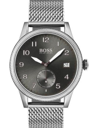 Hugo Boss Legacy Grey Dial Silver Mesh Bracelet Watch for Men - 1513673 Buy Now By Hugo Boss