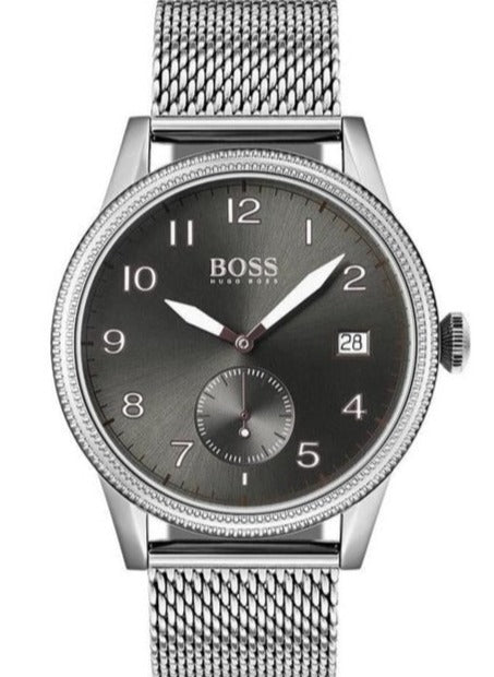 Hugo Boss Legacy Grey Dial Silver Mesh Bracelet Watch for Men - 1513673 Buy Now By Hugo Boss