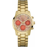 Guess Mini Sunrise Quartz Analog Orange Dial Gold Steel Strap Watch For Women - W0448L7 Buy Now By Guess