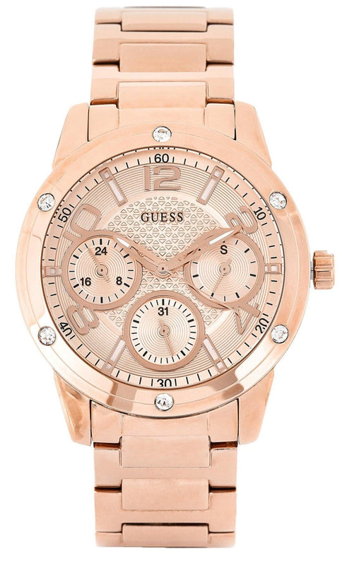 Guess Studio Rose Gold Dial Rose Gold Steel Strap Watch For Women - W0778L3 Buy Now By Guess