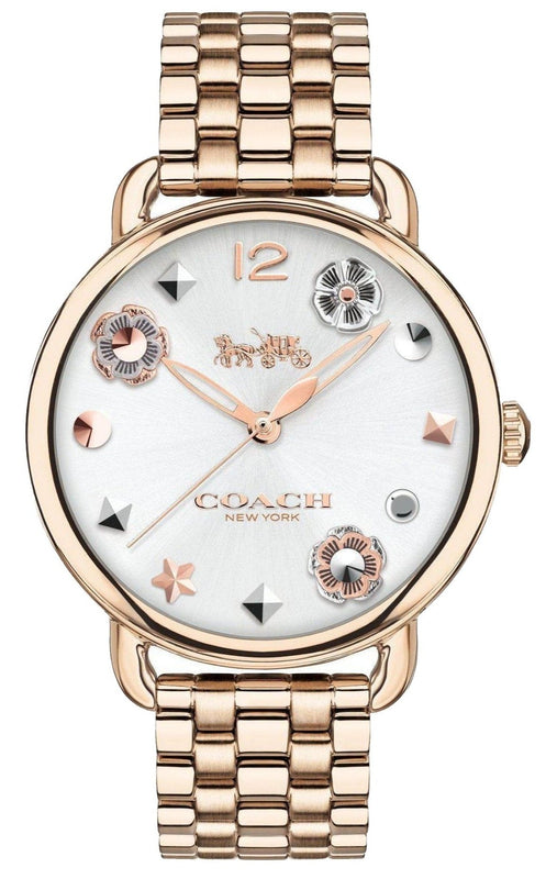 Coach Delancey White Dial Rose Gold Steel Strap Watch for Women - 14502811 Buy Now By Coach