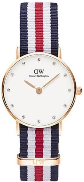 Daniel Wellington Classic Petite Silver Dial Three Tone Nylon Strap Watch for Women - DW00100255 Buy Now By Daniel Wellington