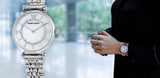 Emporio Armani Gianni T-Bar Mother of Pearl Dial Silver Stainless Steel Watch For Women - AR1908 Buy Now By Emporio Armani