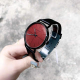 Calvin Klein Even Maroon Dial Black Leather Strap Watch for Men - K7B214CP Buy Now By Calvin Klein