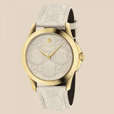 Gucci G Timeless Quartz White Dial White Leather Strap Watch For Women - YA1264033A Buy Now By Gucci