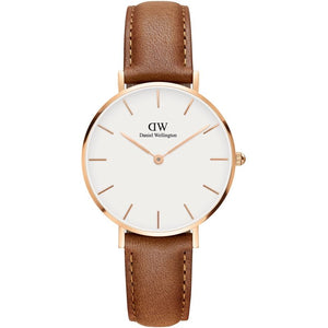 Daniel Wellington Petite Durham White Dial Brown Leather Strap Watch For Women - DW00100172 Buy Now By Daniel Wellington