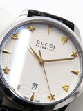 Gucci G Timeless Automatic Silver Dial Black Leather Strap Unisex Watch - YA126468 Buy Now By Gucci