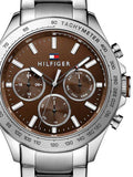 Tommy Hilfiger Hudson Chronograph Quartz Brown Dial Silver Steel Strap Watch For Men - 1791229 Buy Now By Tommy Hilfiger