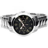 Fossil Grant Chronograph Black Dial Silver Steel Strap Watch for Men - FS4994 Buy Now By Fossil