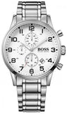 Hugo Boss Aeroliner Chronograph White Dial Silver Steel Strap Watch for Men - 1513182 Buy Now By Hugo Boss