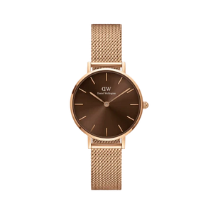 Daniel Wellington Petite Amber Brown Dial Gold Mesh Strap Watch For Women - DW00100476 Buy Now By Daniel Wellington