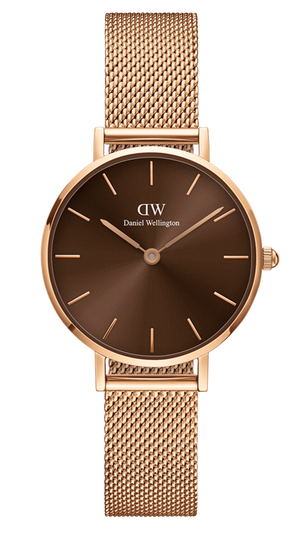 Daniel Wellington Petite Amber Brown Dial Rose Gold Mesh Strap Watch for Women - DW00100478 Buy Now By Daniel Wellington