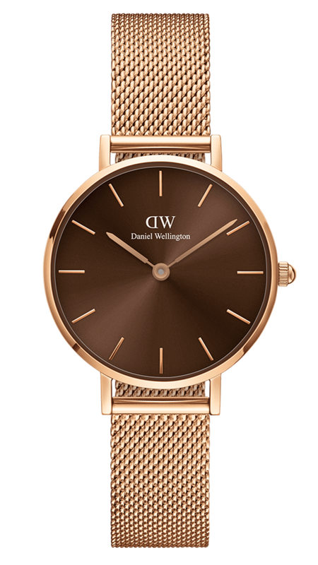 Daniel Wellington Petite Amber Brown Dial Rose Gold Mesh Strap Watch for Women - DW00100478 Buy Now By Daniel Wellington