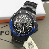 Fossil FB-01 Automatic Skeleton Black Dial Grey Steel Strap Watch for Men - ME3201 Buy Now By Fossil