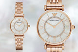 Emporio Armani Gianni T Bar Mother of Pearl Rose Gold Stainless Steel Strap Watch For Women - AR1909 Buy Now By Emporio Armani