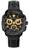 Versace Dylos Chronograph Black Dial Black Rubber Strap Watch for Men - VQC020015 Buy Now By Versace