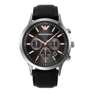 Emporio Armani Giovanni Analog Black Dial Black Leather Strap Watch For Men - AR11431 Buy Now By Emporio Armani